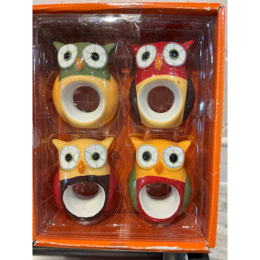 Owl Napkin Ring & Place Card Holder by Boston Warehouse (set of 4)
